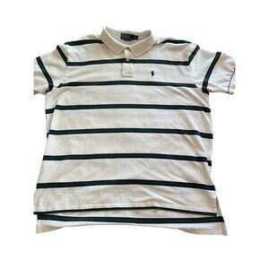 Polo Ralph Lauren XXL‎ Off White with Green/Navy Stripe 100% Cotton